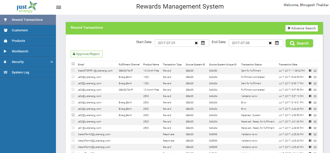Reward Management System